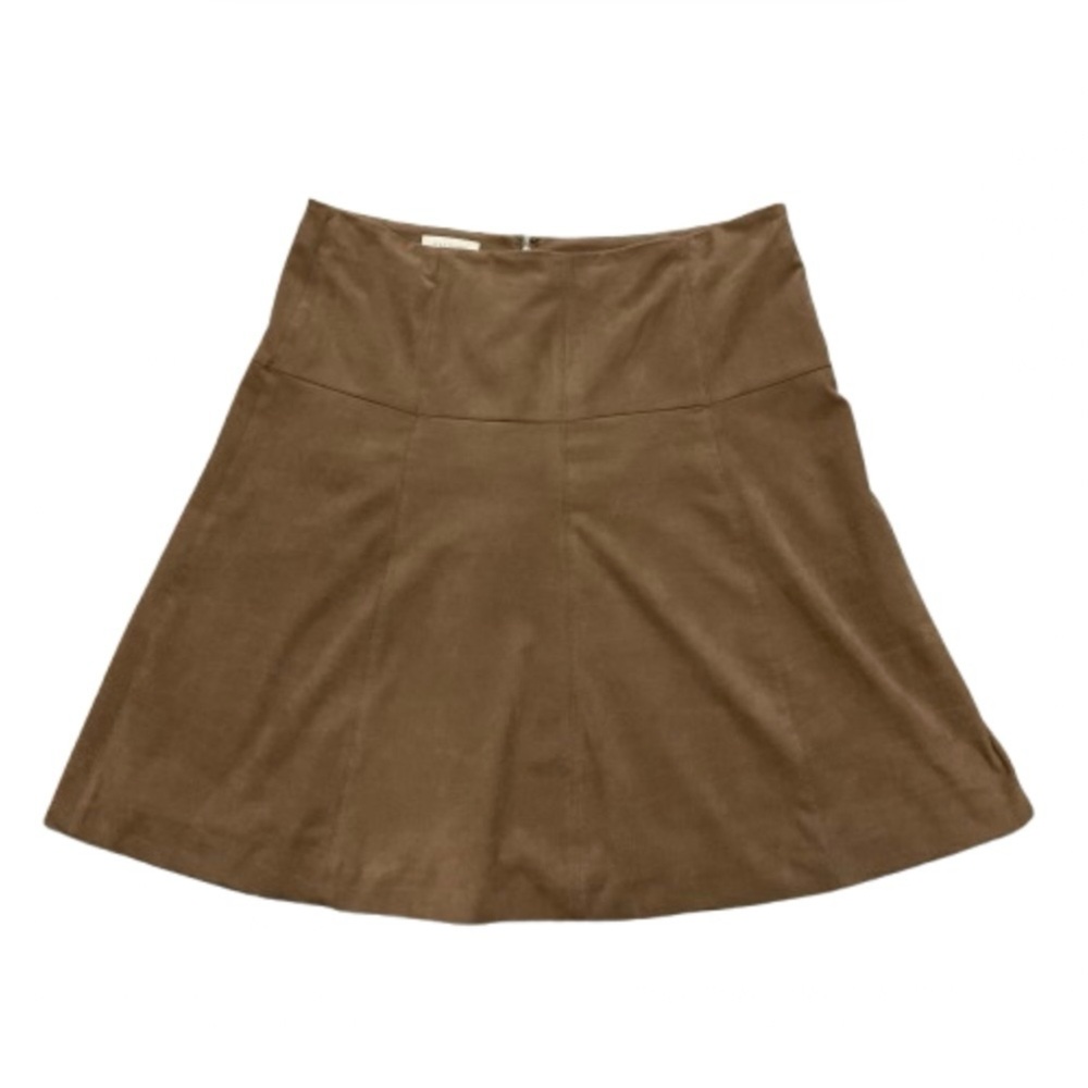 Talbots Plus Brown Faux Suede Paneled Dropped Waist A-Line Skirt 16W